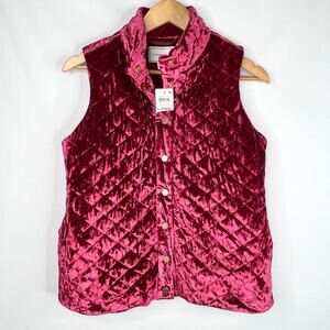 NWT Charter Club Magenta Velvet Quilted Vest XS
